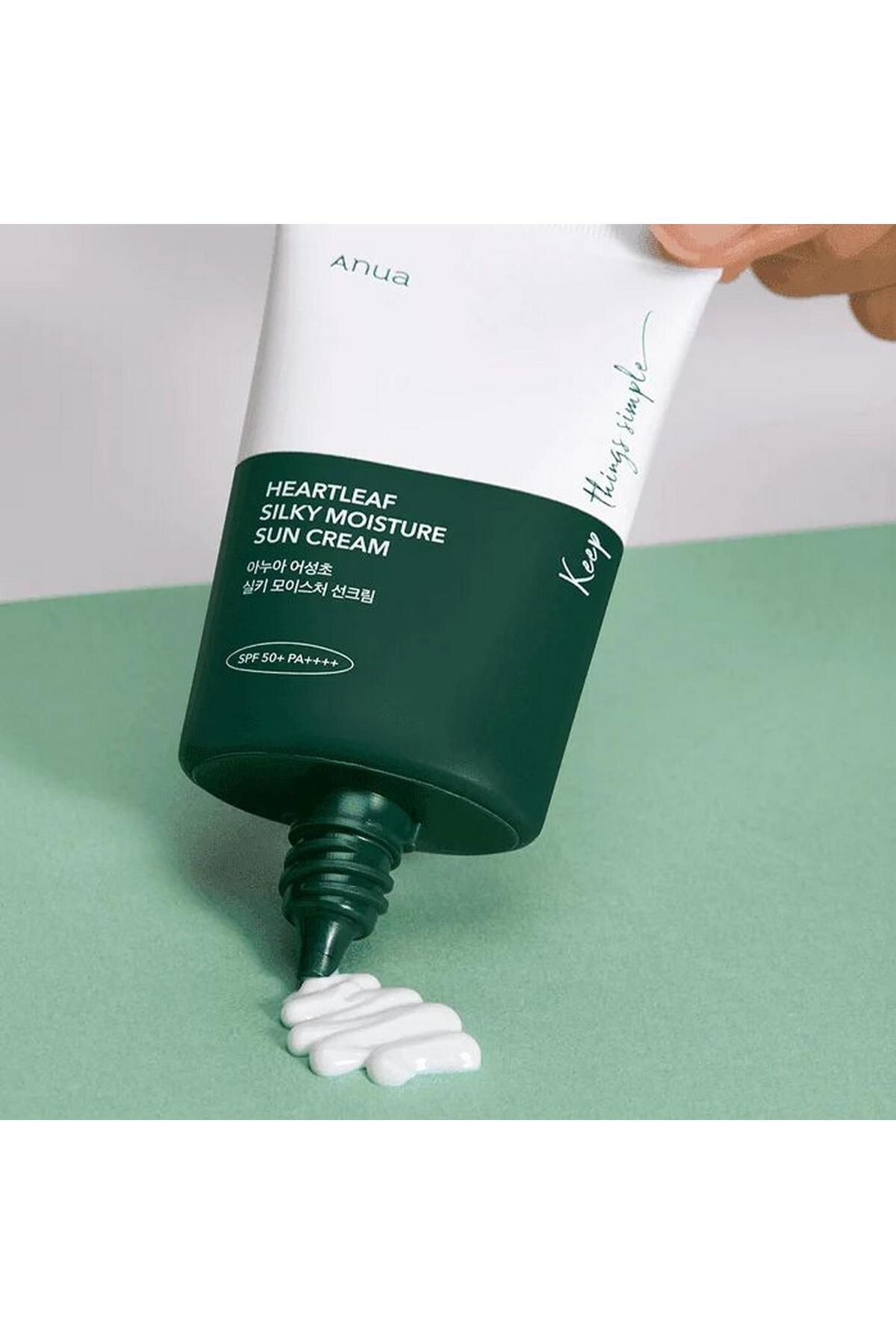 ANUA Heartleaf Silky Moisture Sunscreen - Yatıştırıcı & Ipeksi Güneş Kremi 50ml - Görsel 2