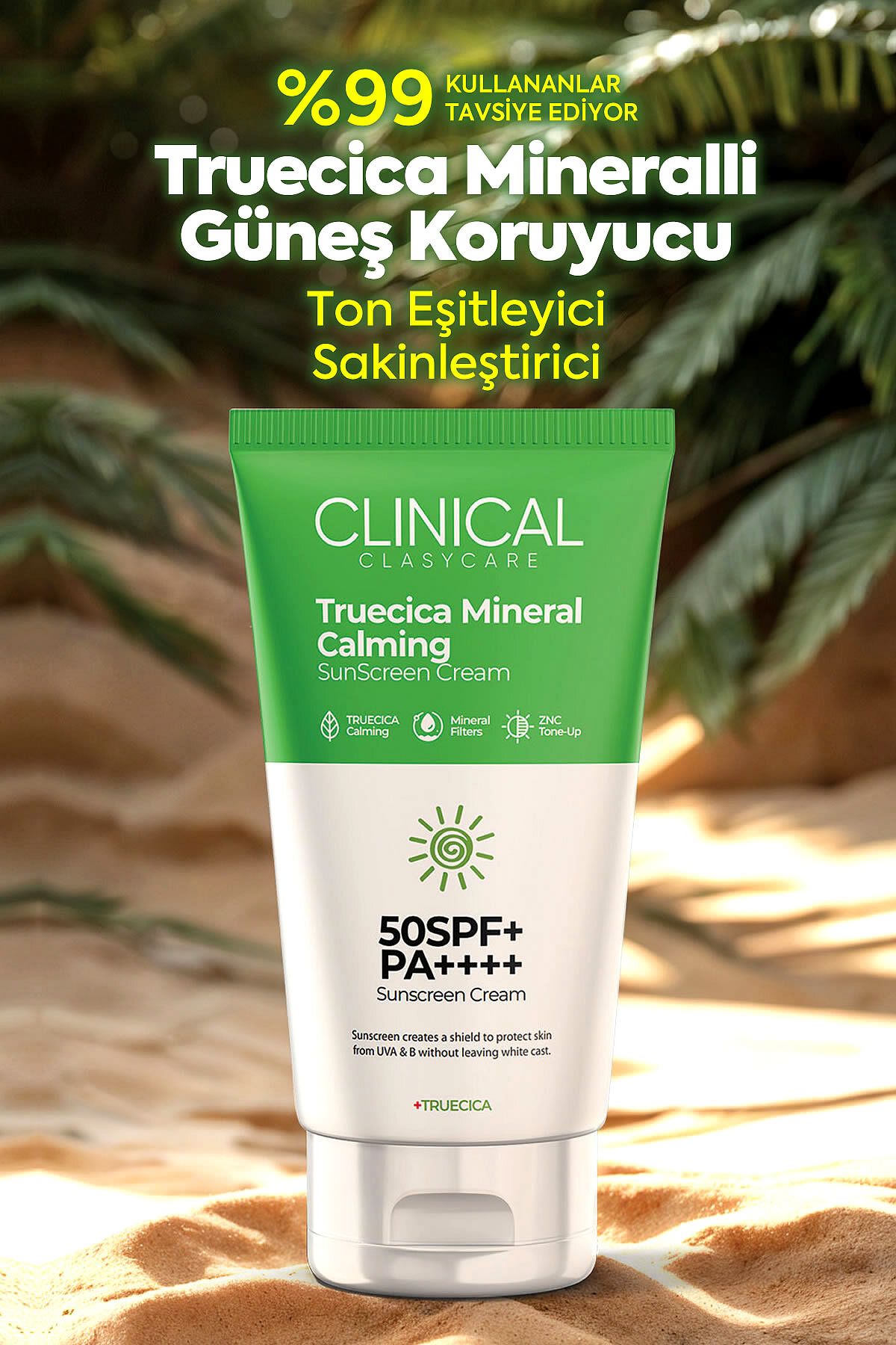 Clasy Care Yüz Güneş Kremi, Vücut Güneş Kremi Truecica Mineralli Ton Eşitleyici Spf50 Güneş Kremleri 50 ml
