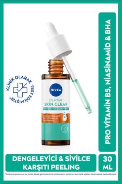 NIVEA Derma Skin Clear Dengeleyici ve Sivilce Karşıtı Serum 30ml, Niasinamid, Hyaluronik Asit, Yağlı Cilt