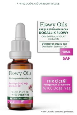 Flowy Oils Sardunya (ıtır Çiçeği) Yağı %100 Doğal Bitkisel Uçucu Yağ Geranium Oil 10ml