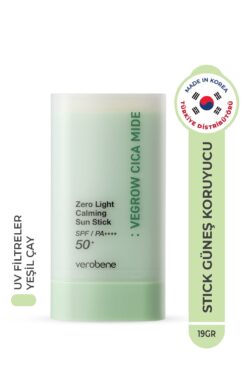 VEROBENE Vegrow Cica Mide Zero Light Sun Stick Spf50 Yüksek Koruma Stick Güneş Koruyucu Vegan Kore 19g
