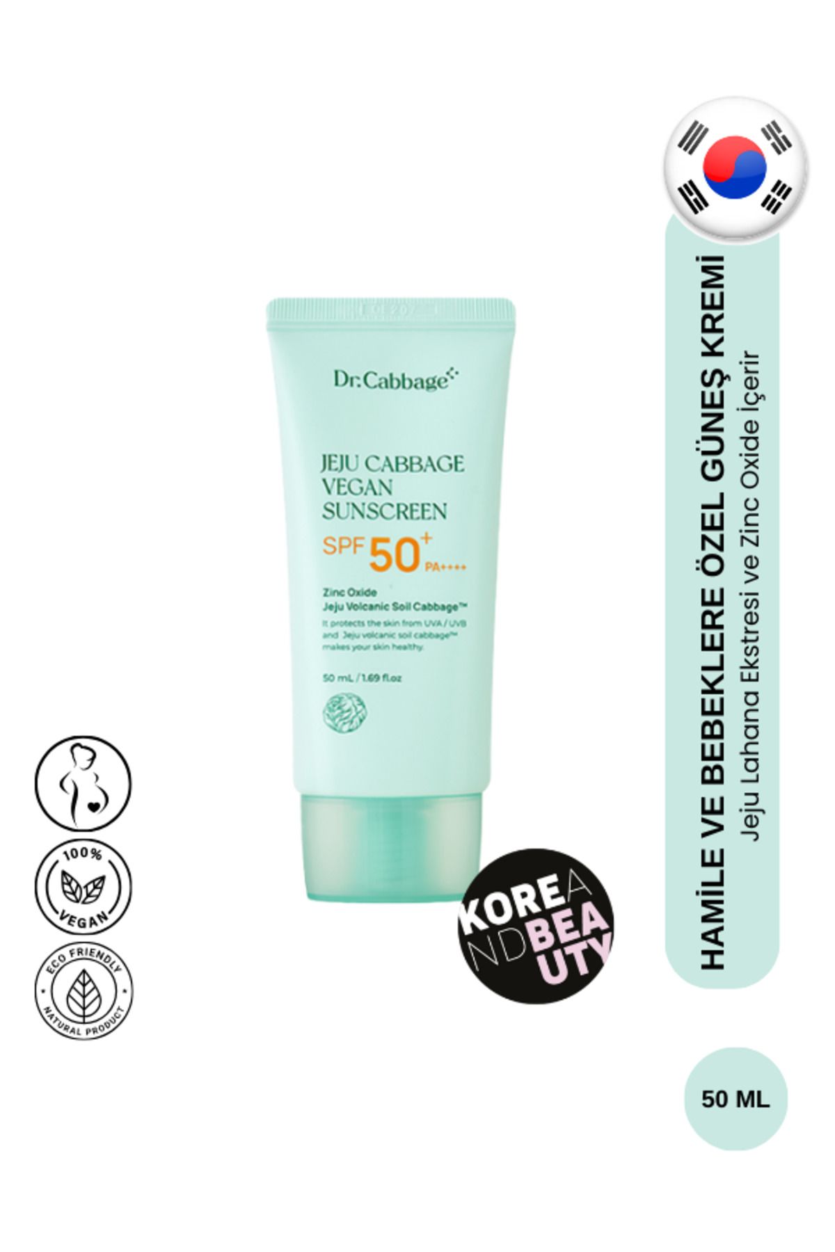 tntnmoms Tntnmom's Jeju Cabbage Vegan Sunscreen 50ml Spf50 Pa | Hamile Ve Bebeklere Özel Güneş Kremi