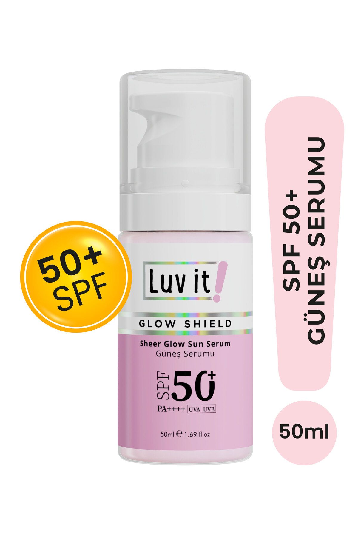 Luv it! SPF 50+ Leke Karşıtı Güneş Serumu - Yüz ve Cilt Bakımı için Güneş Koruyuculu Serum 50 ml