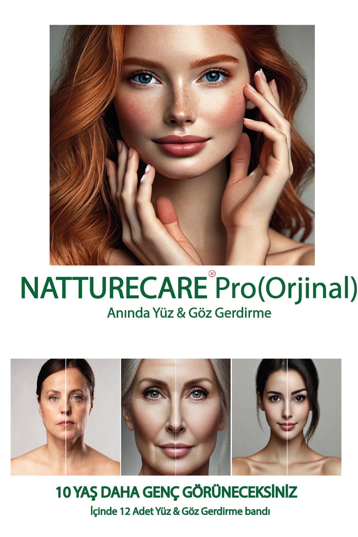 NC Natturecare Makeup Artist Pro Turkiye'de Ilk Yüz Kaş Göz Boyun Gerdirme Germe Bandı 12li Tek Parca Ipsiz Medikal