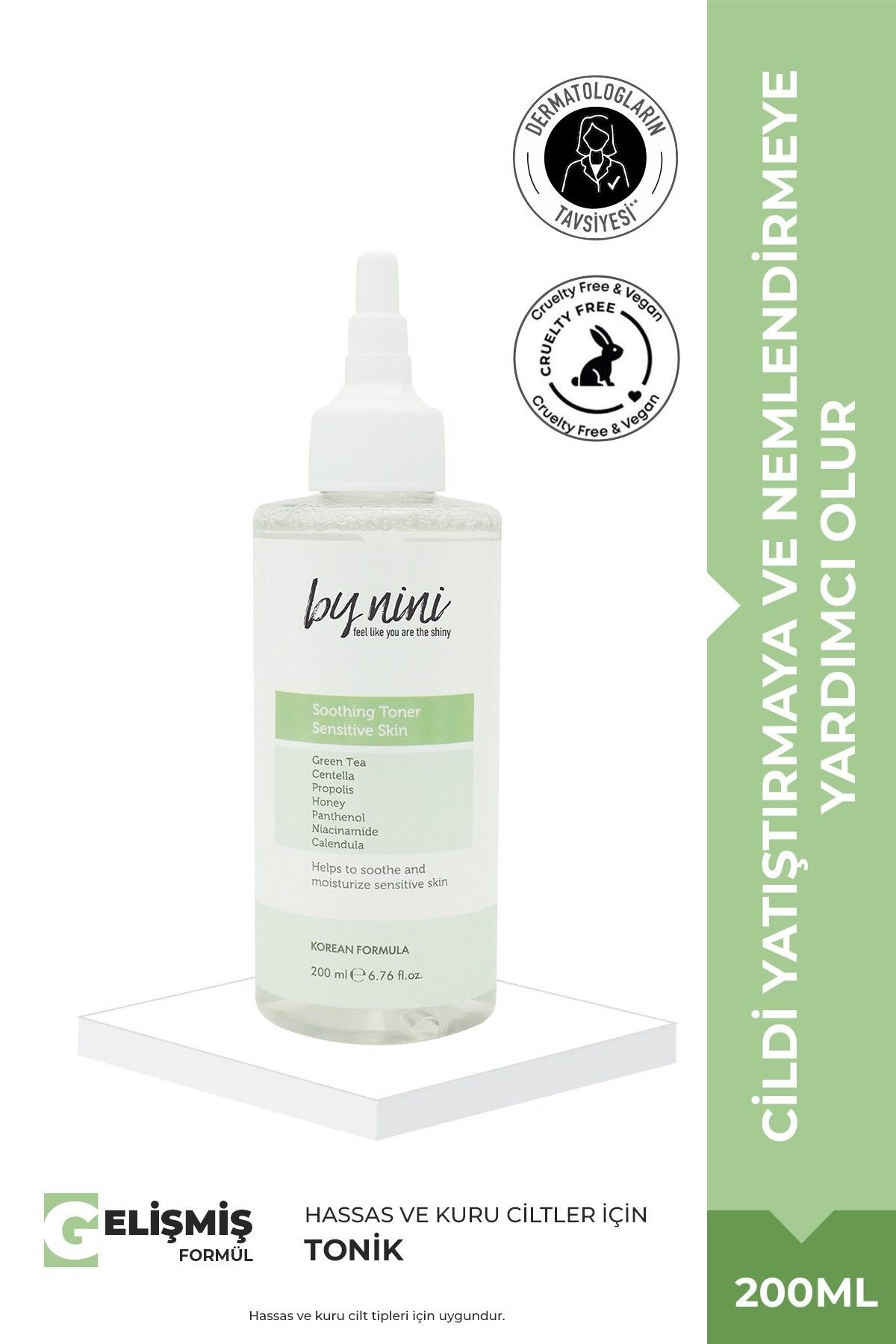 By Nini Hassas ve Tüm Cilt Tipleri İçin Yatıştırıcı Ve Nemlendirici Etkili Tonik 200 ML