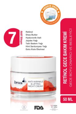 ZAROZA Retinol - Nemlendirici Gece Yüz Kremi - Leke, Kırışıklık Karşıtı Anti Wrinkle & Lifting Night Cream