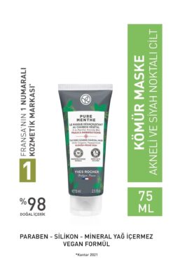 Yves Rocher Karma, Yağlı ve Akneye Eğilimli Ciltler İçin Pure Menthe Kömür Maske 75 ml.