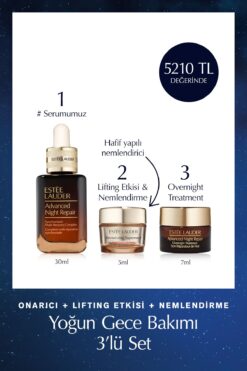 Estee Lauder Yoğun Gece Bakımı 3’lü Set - Serum 30ml Supreme Soft Nemlendirici 5ml Overnight Treatment 7ml