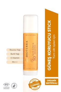 Bioterra Organik Spf50 Güneş Koruyucu Stick | Vegan, Tüm Ciltler Için Pratik Kullanım