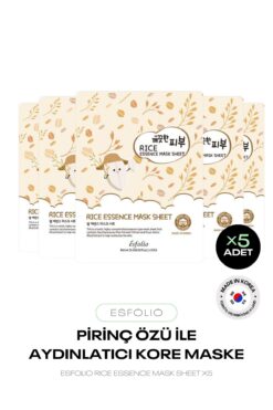 Esfolio x5 Avantajlı Set - Aydınlatıcı Kore Pirinç Maskesi Korean Rice Essence Sheet Mask Kağıt Maske