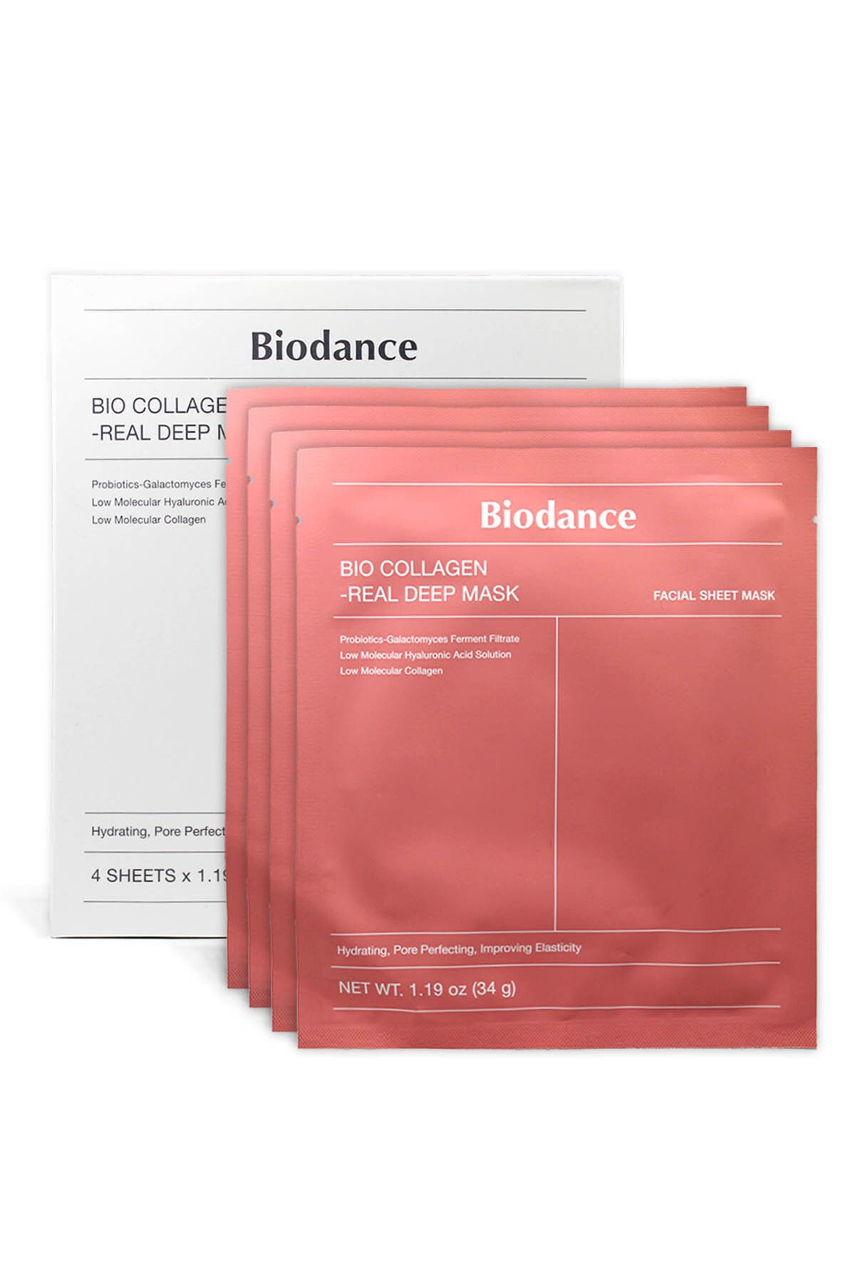 Royues Biodance Bio Collagen Mask, Nemlendirici Yüz Maskesi, Cam Cilt Kore Maskesi,Made in KOREA (4 Adet)
