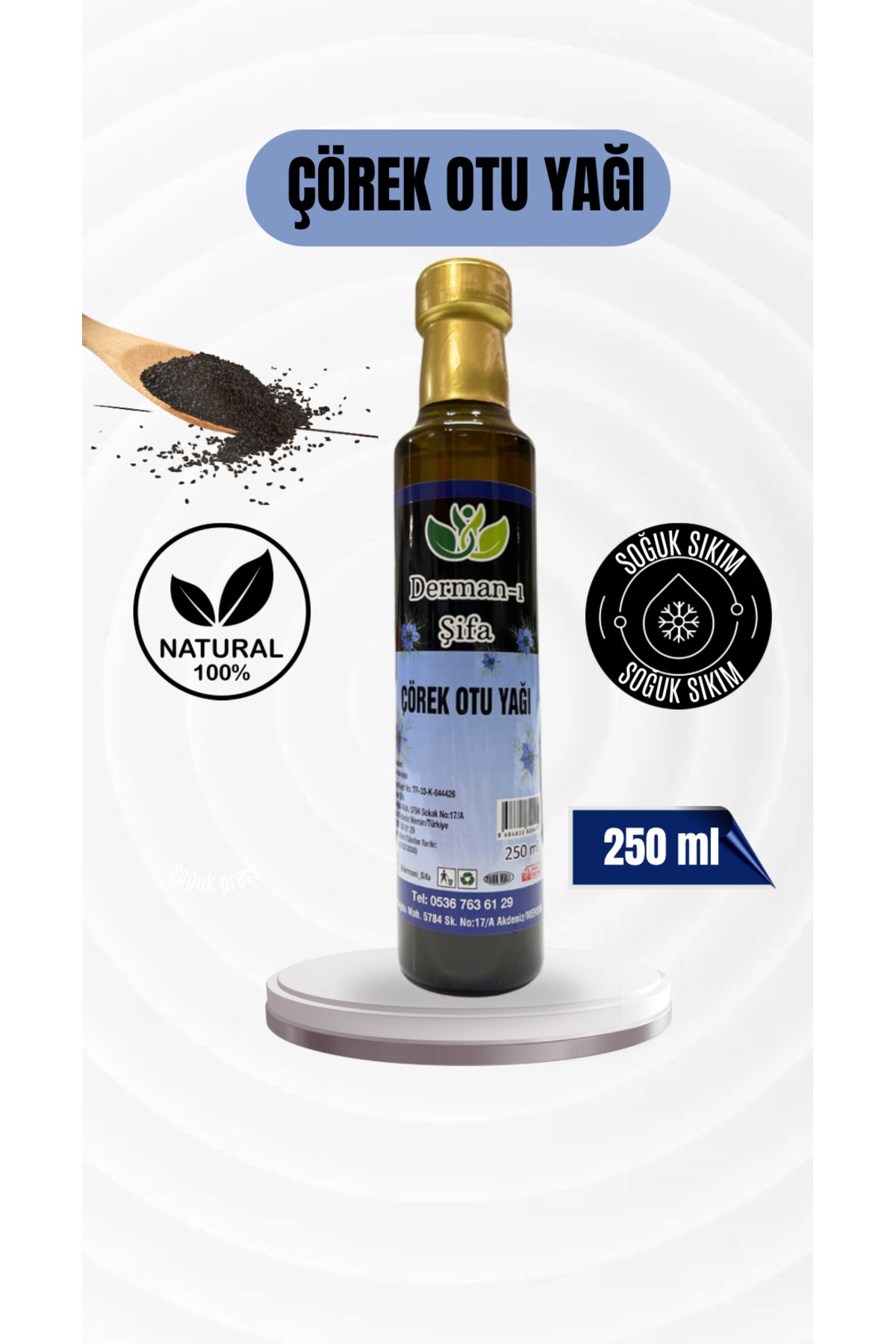 Derman-ı Şifa çörek otu yağı 250 ml cam şişe