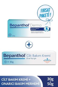 Bepanthol Onarıcı Bakım Merhemi 50gr & Cilt Bakım Kremi 30gr, Günlük Yüz Bakım, Yoğun Nemlendirici Vücut Bakım