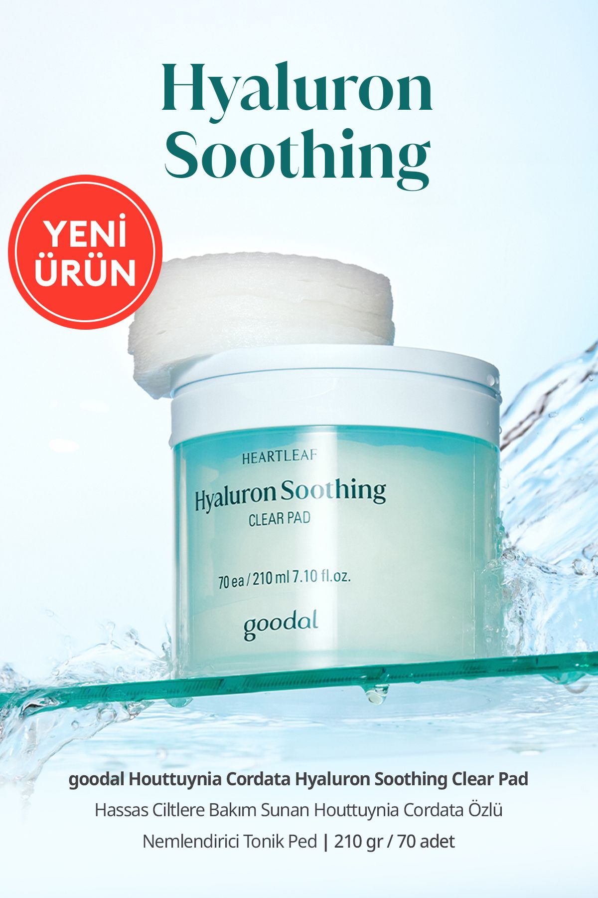 Goodal Hassas Ciltlere Nemlendirici Tonik Ped GOODAL Houttuynia Cordata Hyaluron Soothing Clear Pad