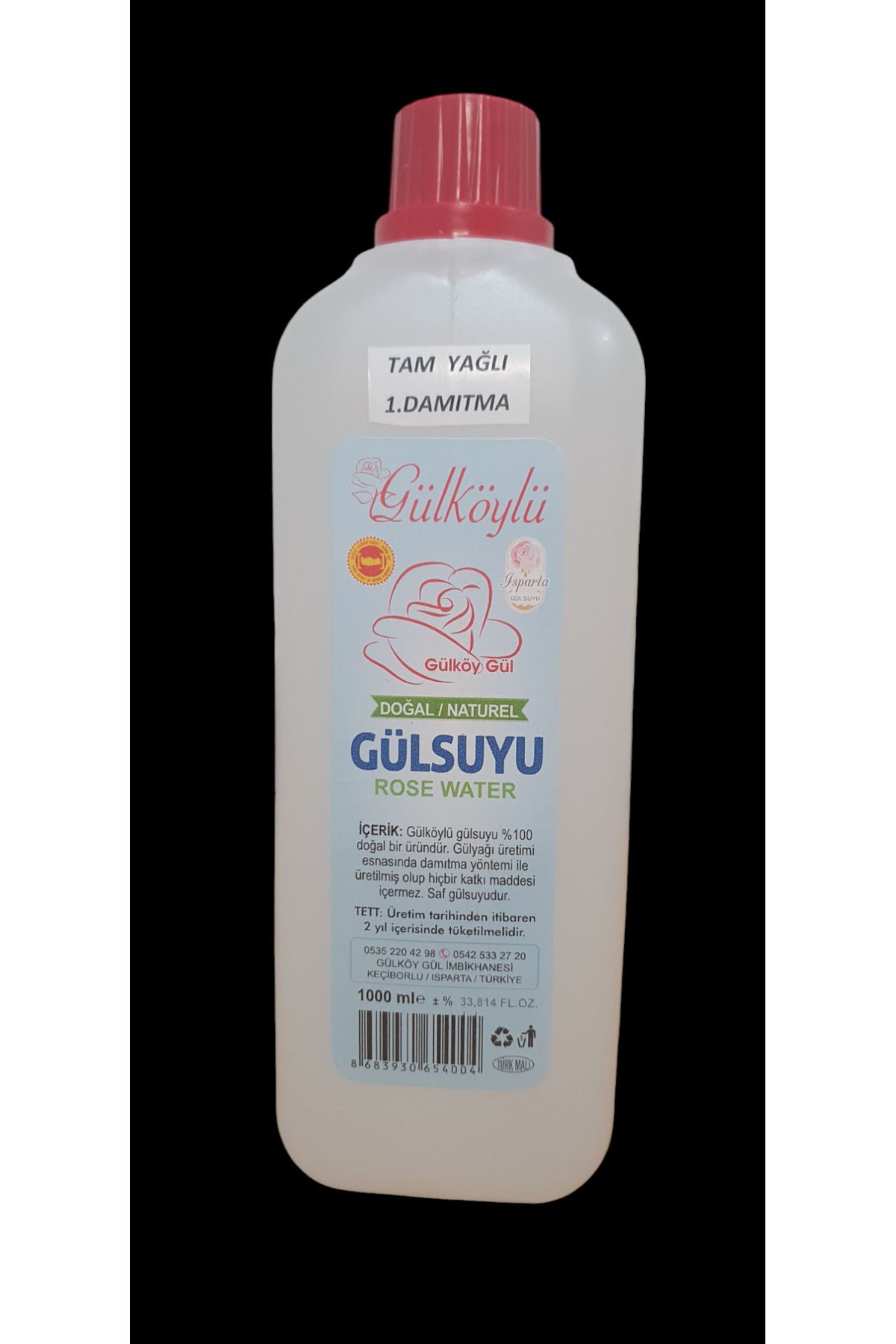 GÜLKÖYLÜ Yağı Alınmadık Isparta Gül Suyu (1 LİTRE TAM YAĞLI) 2025 Mahsulü