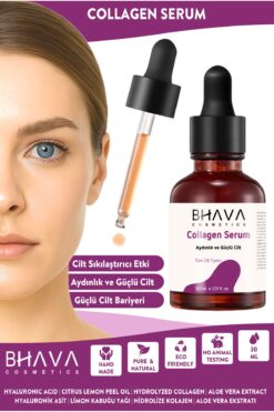 bhava cosmetics Kolajen Serum Collagen Cilt Yüz Serumu Sıkılaştırıcı Ve Nemlendirici Hyaluronik Asit Aloe Vera