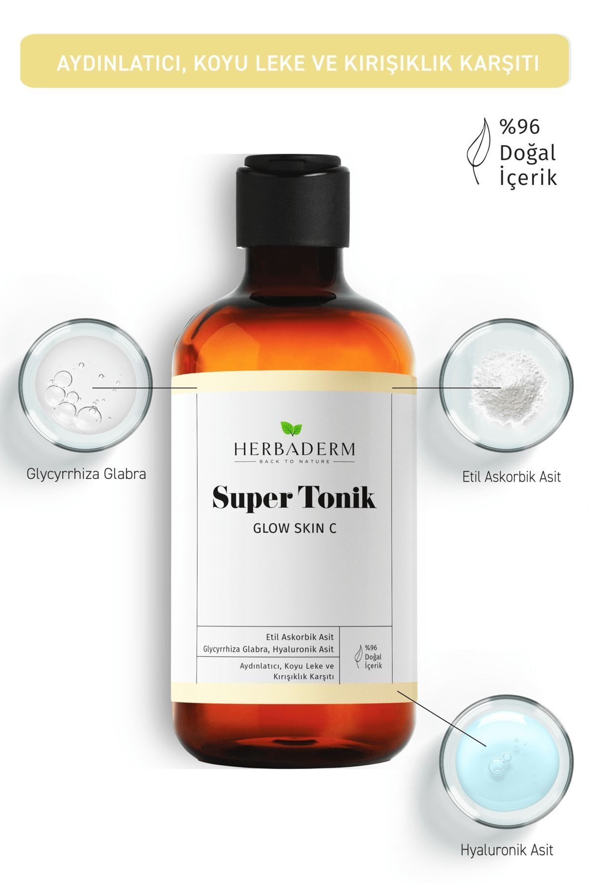 Herbaderm Glow Skin C Aydınlatıcı, Leke Ve Kırışıklık Karşıtı Super Tonik - Görsel 2