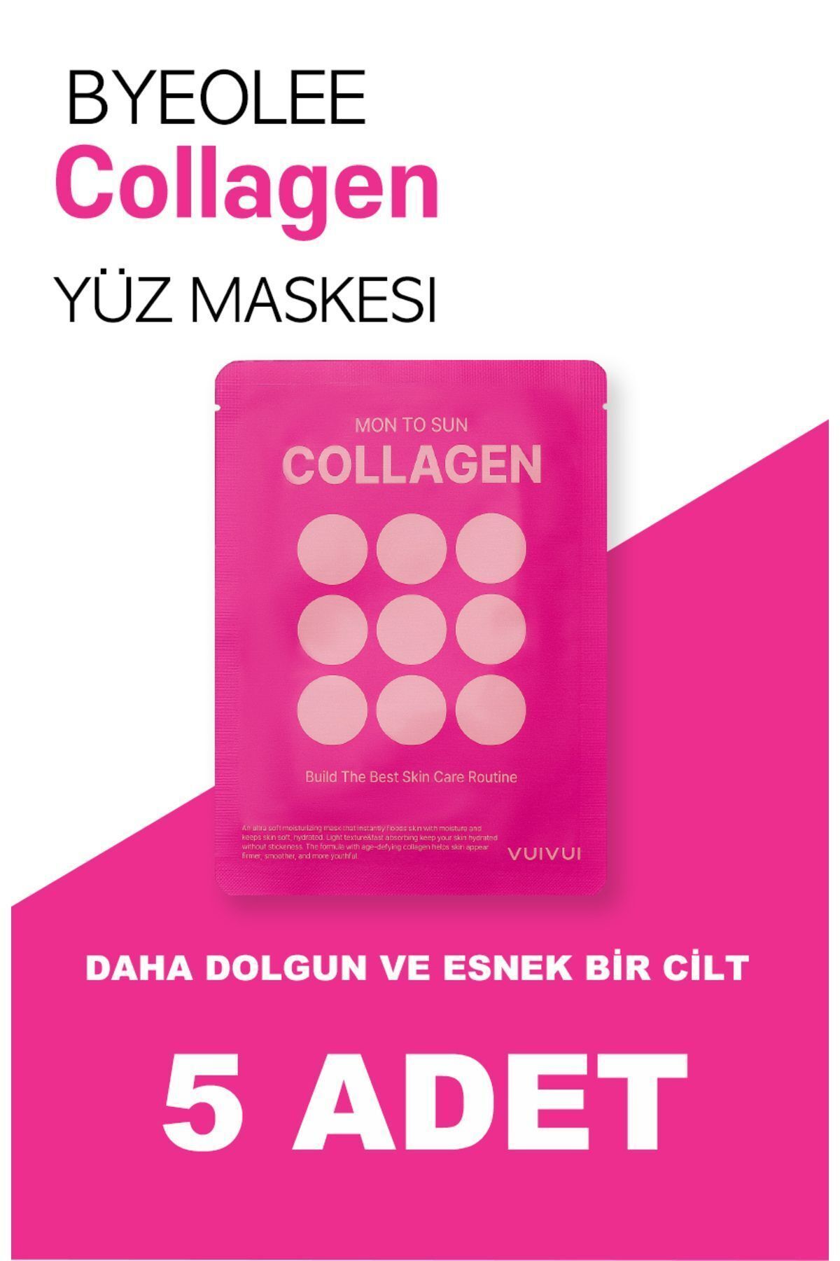 byeolee 5 Adet Kolajen Içerikli Kırışıklık Ve Ince Çizgileri Azaltıcı Kore Yüz Maskesi 25ml