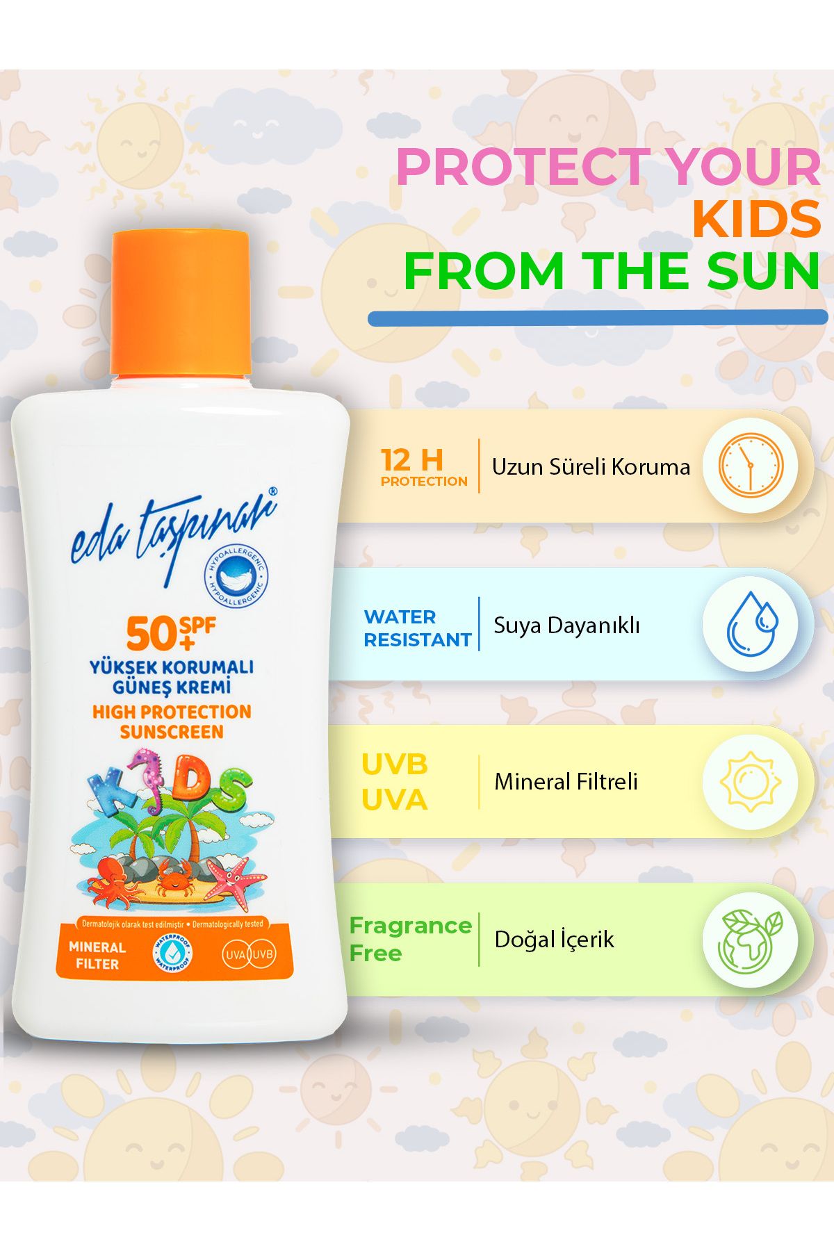 Eda Taşpınar Mineral Filtreli Yüksek Korumalı Güneş Kremi Spf 50 Kids -200ml (EGX83) - Görsel 2