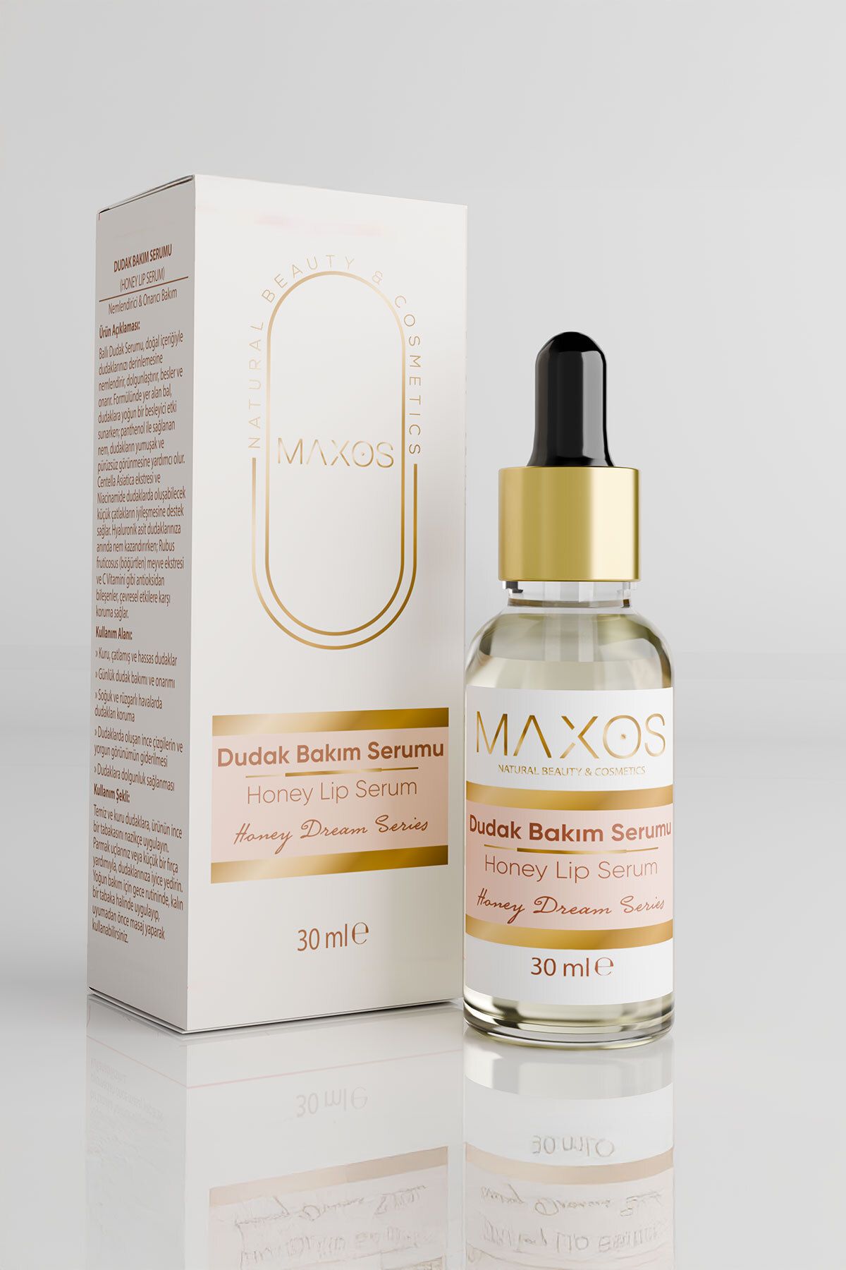 Maxos Bal ve Mentol Özlü Doğal Kökenli Dudak Onarıcı, Koruyucu ve Dolgunlaştırıcı Parfümsüz Serum 30ml