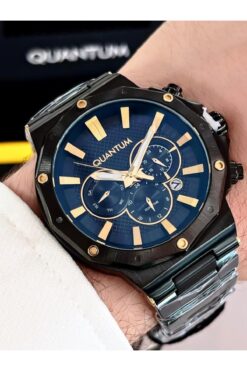 Quantum BLKT.2.631 Quantum 10 Atm Su Geçirmezlik Çelik Kordon Kararma Renk Atma Yapmaz Kol Saati+Bileklik