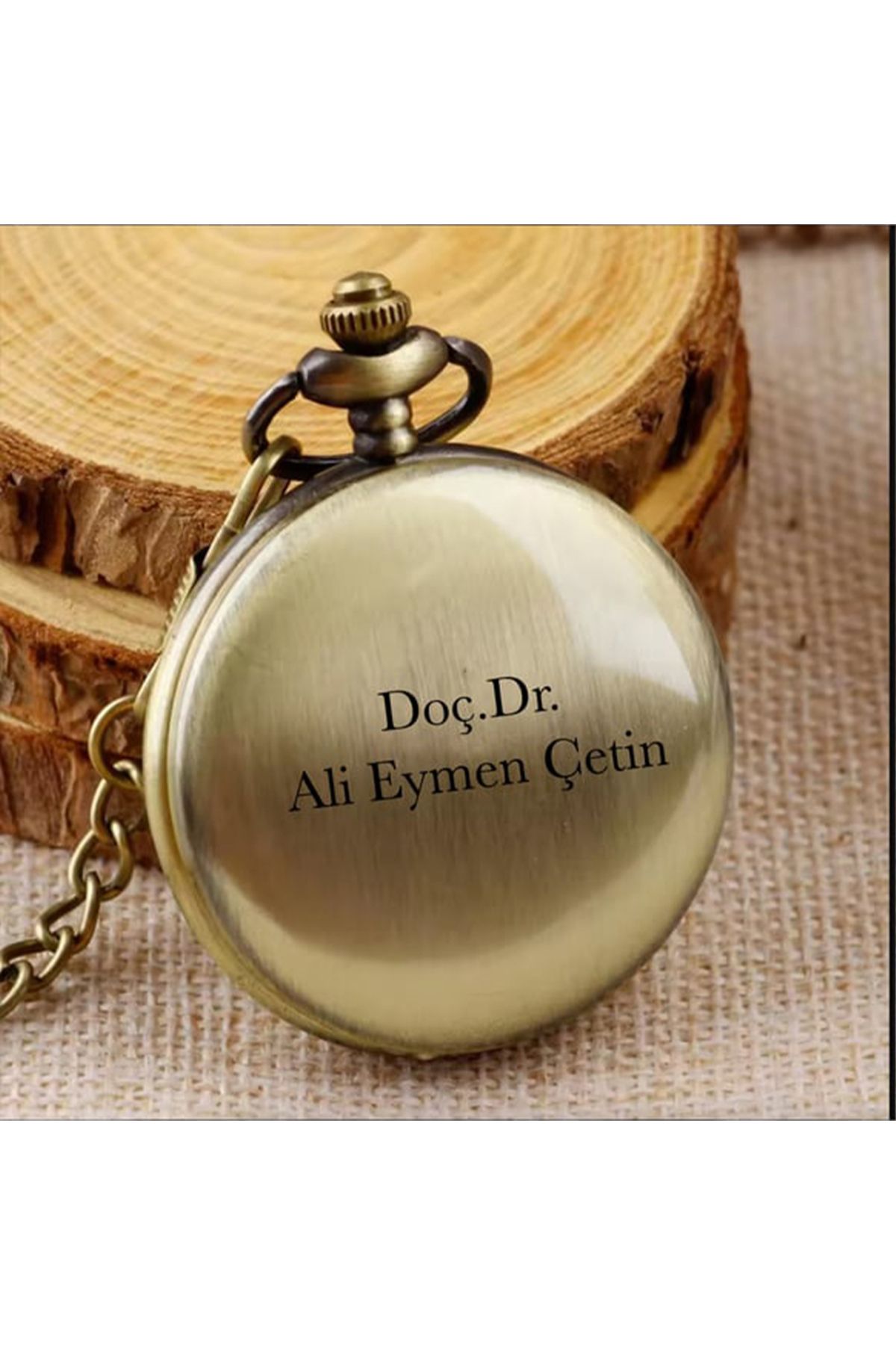 Hediye Sahibi Kişiye Özel Retro Vintage Gold Renkli Köstekli Cep Saati