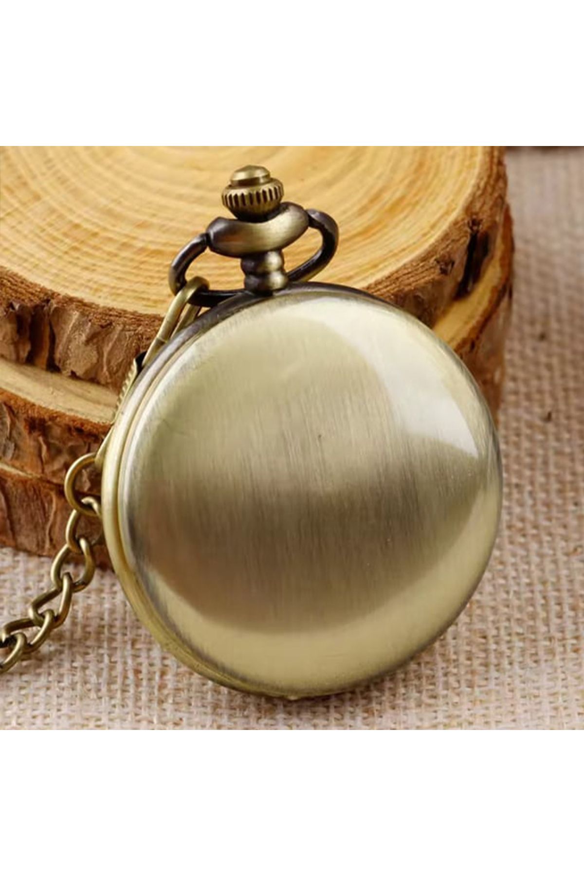 Hediye Sahibi Kişiye Özel Retro Vintage Gold Renkli Köstekli Cep Saati - Görsel 3