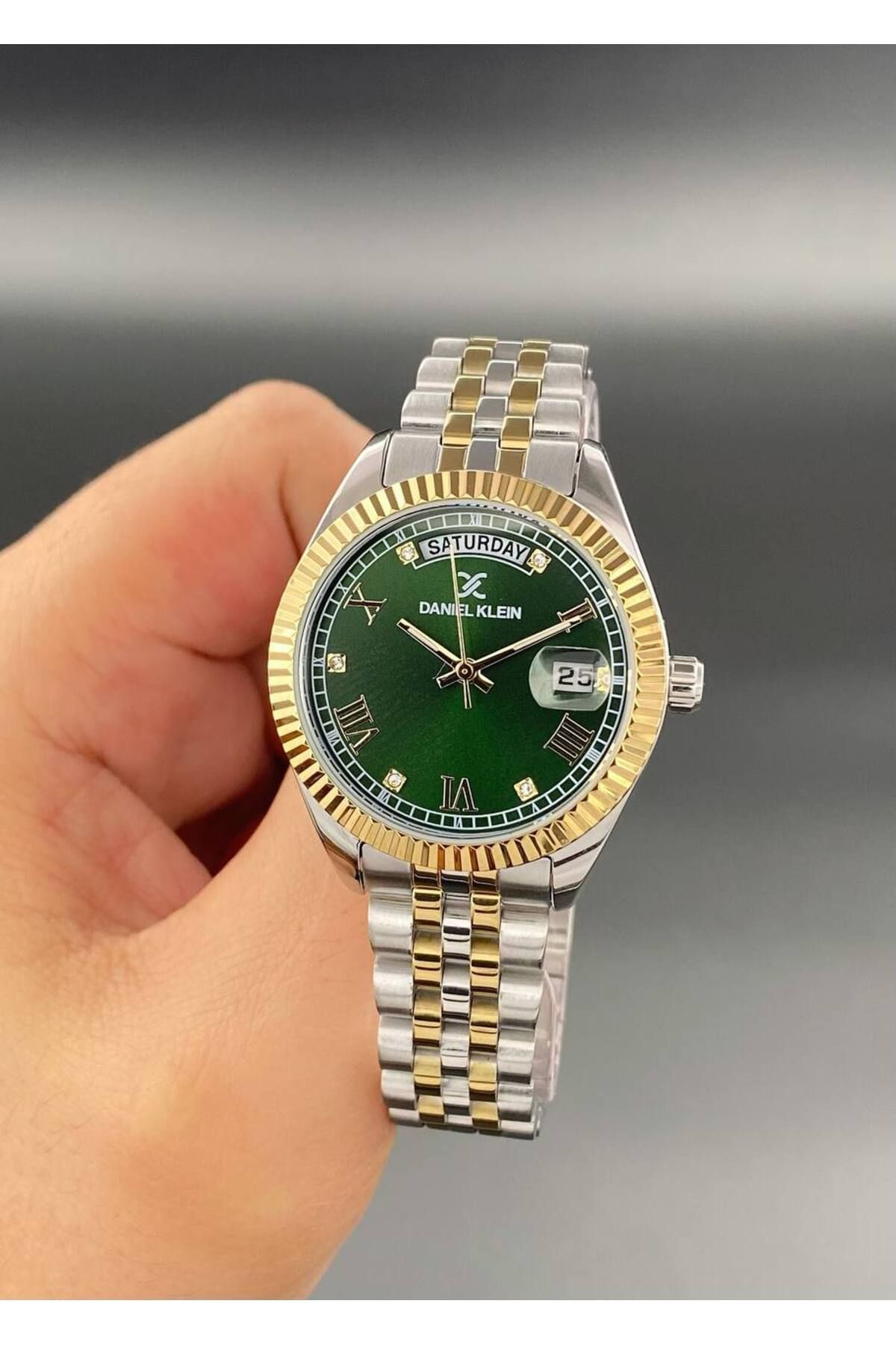 Daniel Klein Kadın Kol Saati Çelik kordon 3 ATM Su Geçirmez Gold Gümüş Yeşil Renk