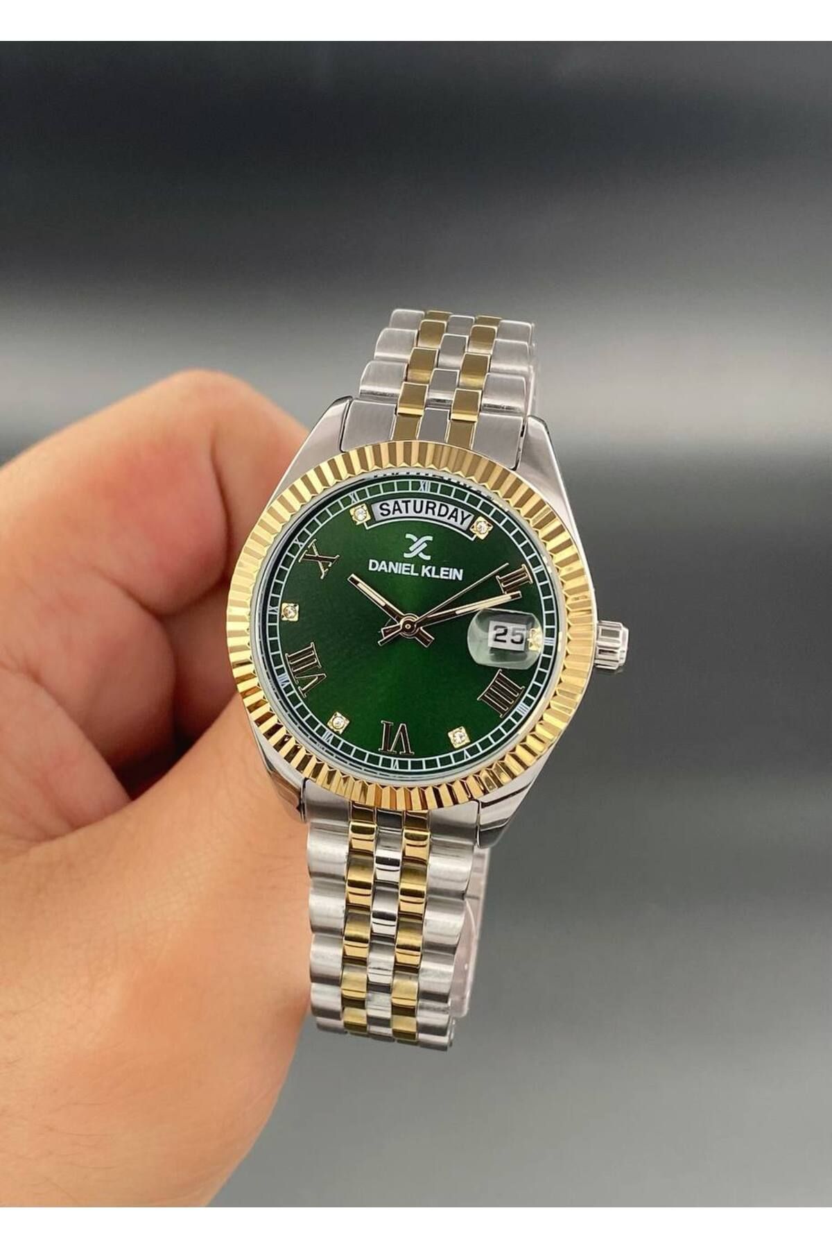 Daniel Klein Kadın Kol Saati Çelik kordon 3 ATM Su Geçirmez Gold Gümüş Yeşil Renk - Görsel 2