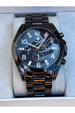 S.POLO Yeni Sezon Siyah Renk Metal Kordon Erkek Kol Saati Bileklik Hediyeli Babalar Günü Hediyesi