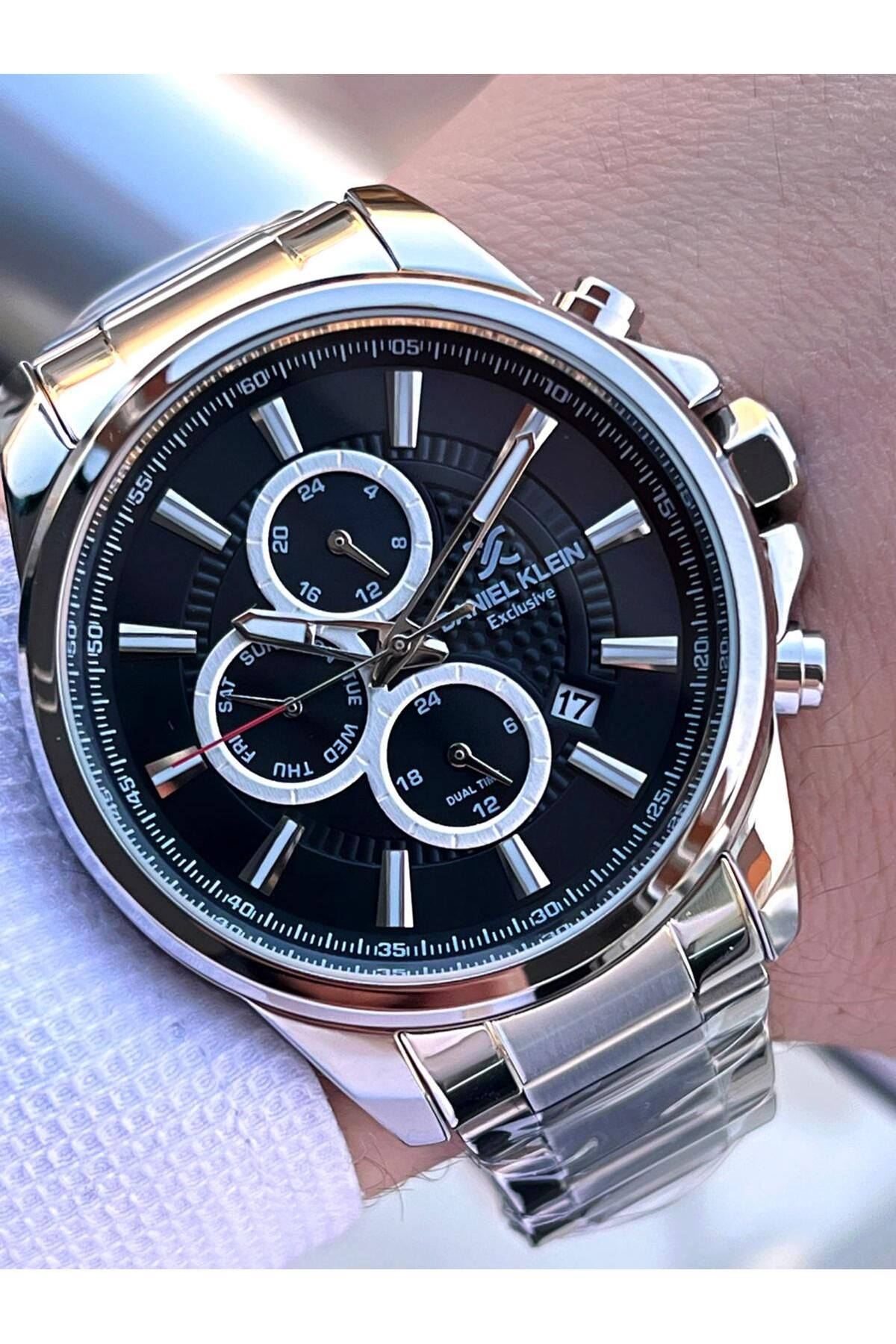 Daniel Klein Çelik Kordon Siyah Kadran İç Fonksiyonları Aktif 3 Atm Erkek Kol Saati EDK.1.10593.2 - Görsel 4