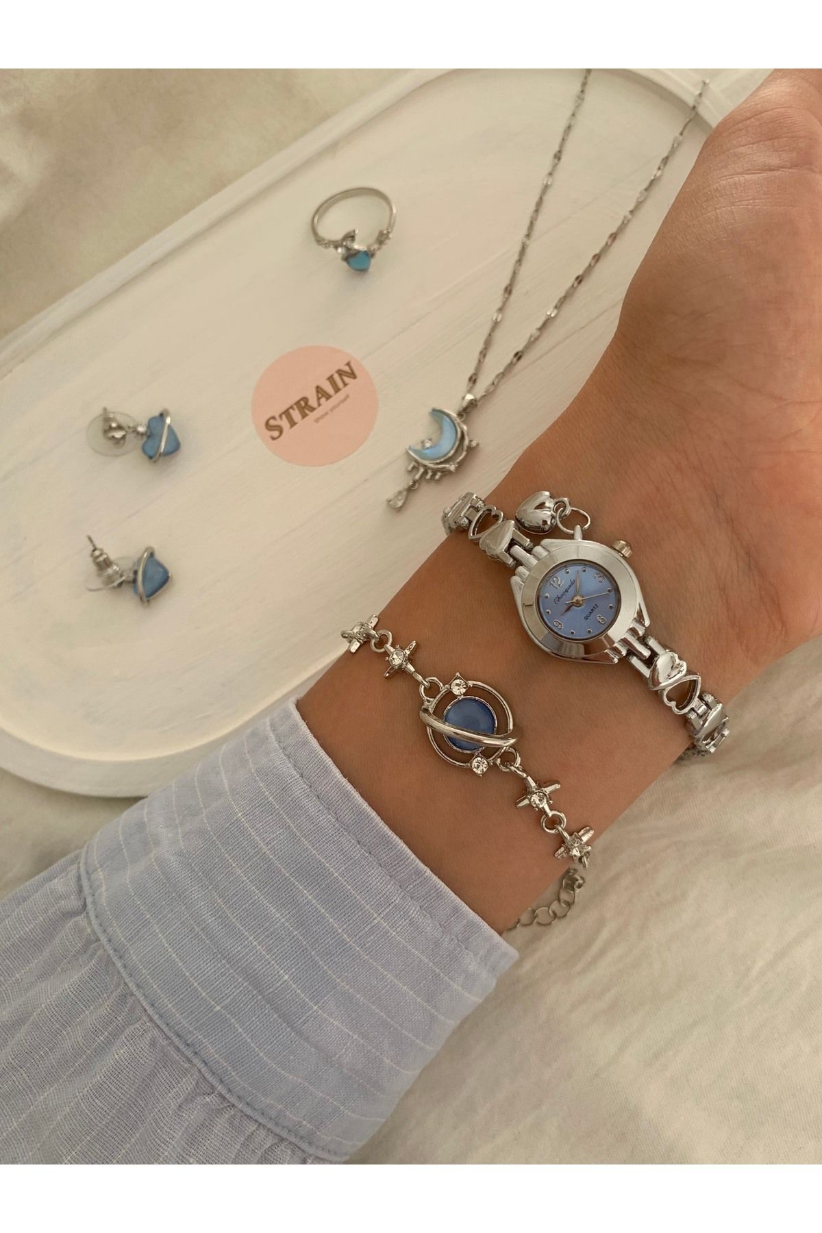 chaoyada Pinterest Model Kalp Mavi Vintage Saat