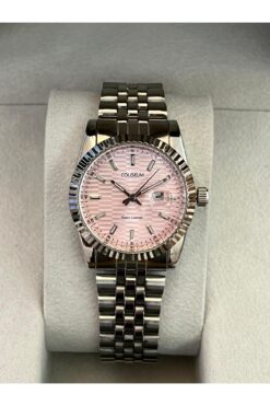 miaroza Yeni Model Rlx Gümüş Bilezik Pembe Kadran Kadın Kol Saati