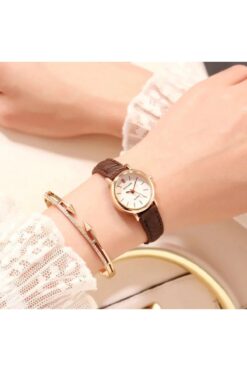 Toz Vintage Aura Kahverengi - Beyaz Yuvarlak Vintage&retro Saat