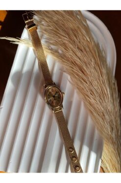 QUARTZ Rubsey Hasır Kordon Minimal Kadın Kol Saati Modern Gold Renk Vintage (ÇOK KÜÇÜK MODELDİR)