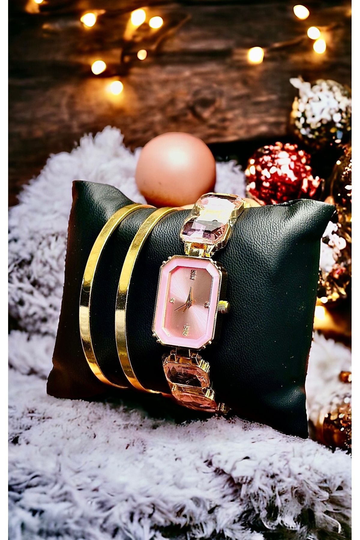 pullmarkt 2 Adet Ajda Bilezik Bileyzik Bileklik 1 Adet Taş Model - Kadın Kol Saati - Görsel 2