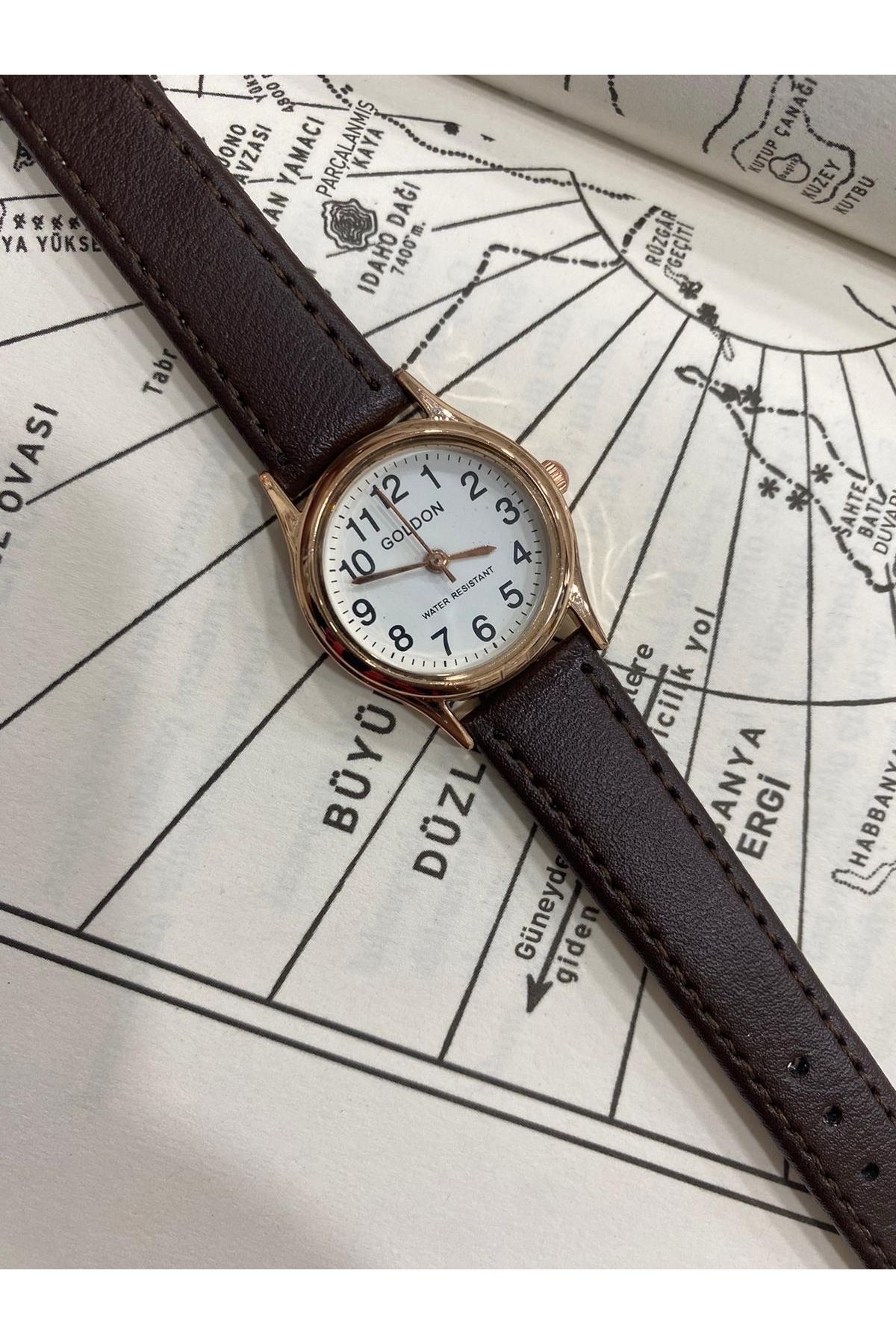 GOLDON Vintage Stil Deri Kayışlı Kol saati