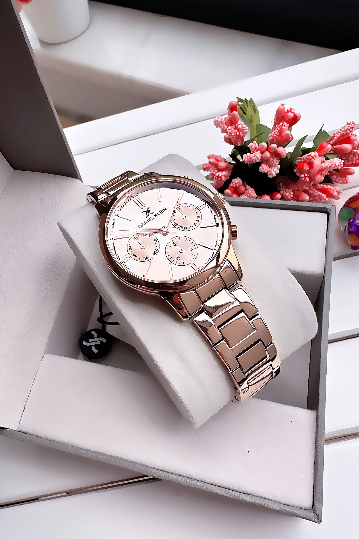 Daniel Klein Kadın Kol Saati 3 Atm Su Geçirmez Rose Gold Çelik Kordon + Bileklik Elg580 - Görsel 5