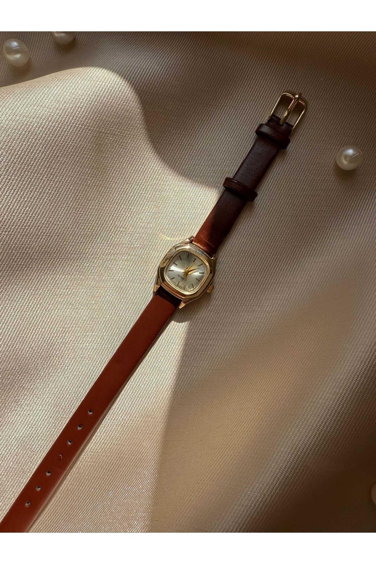 rubsey Retro Minimal Deri Kordon Vintage Kadın Kol Saati - Görsel 4