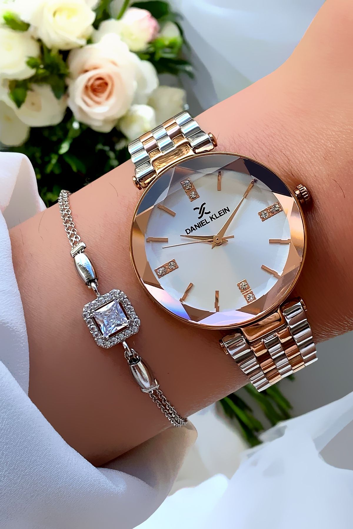 Daniel Klein Rose Gold Çelik Jubile Kordon Hediyesi Kesme Cam Orijinal 2 Yıl Garantili Kadın Kol Saati Bileklik