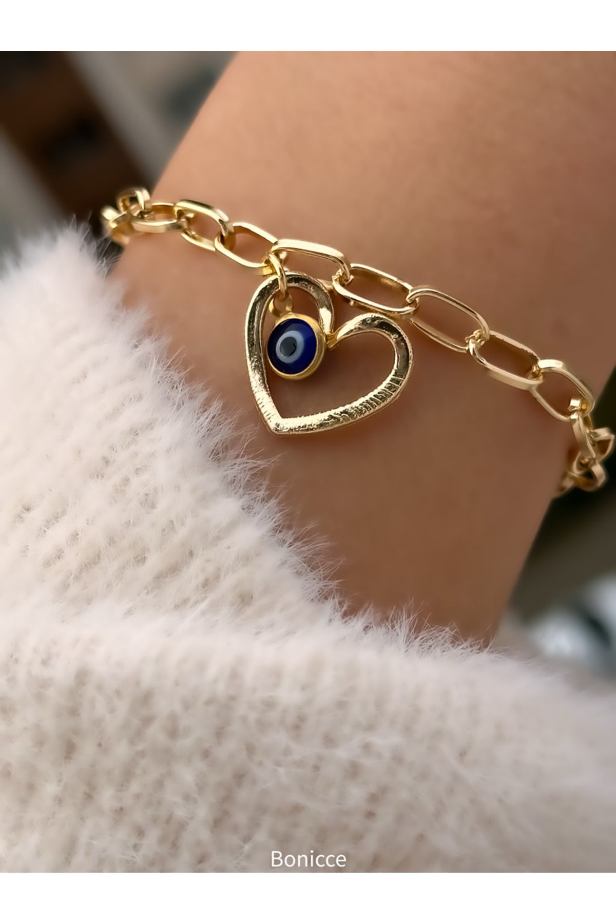 Bonicce Marka Siyah Kadran, Taşlı Yılan Model, Kadın Kol Saati Bileklik Nazar Boncuklu Bileklik - Görsel 6