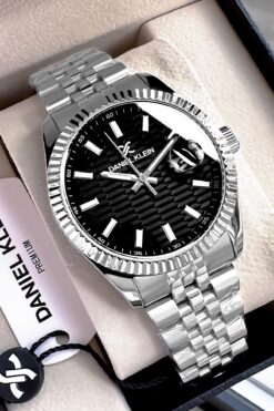 Daniel Klein Royal Erkek Kol Saati 3 Atm Su Geçirmez Gümüş Renk Çelik Kordon Doğaltaş Bileklik Dke2023c2