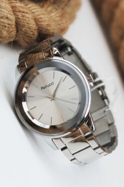 Ferrucci Kadın Kol Saati Çelik Kordon 3 Atm Suya Dayanıklı Bileklik Hediyeli Gümüş Fc N8596