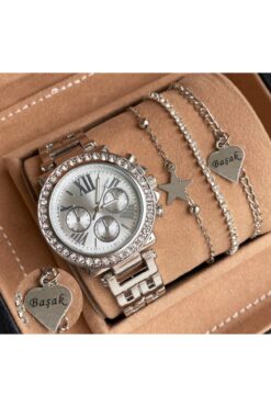 Bika Time Kadın Kol Saati + 3 Adet Bileklik Kişiye özel Bileklik + Gümüş Renk +Kol Saati. Kız