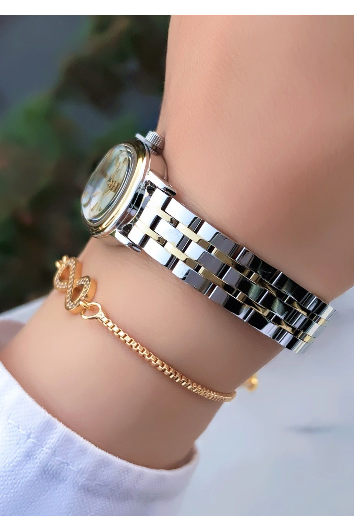 Daniel Klein Minimal Çelik Kadın Kol Saati Su Geçirmez Gold Gümüş Renk Hediye Bileklik DKMM523 - Görsel 2