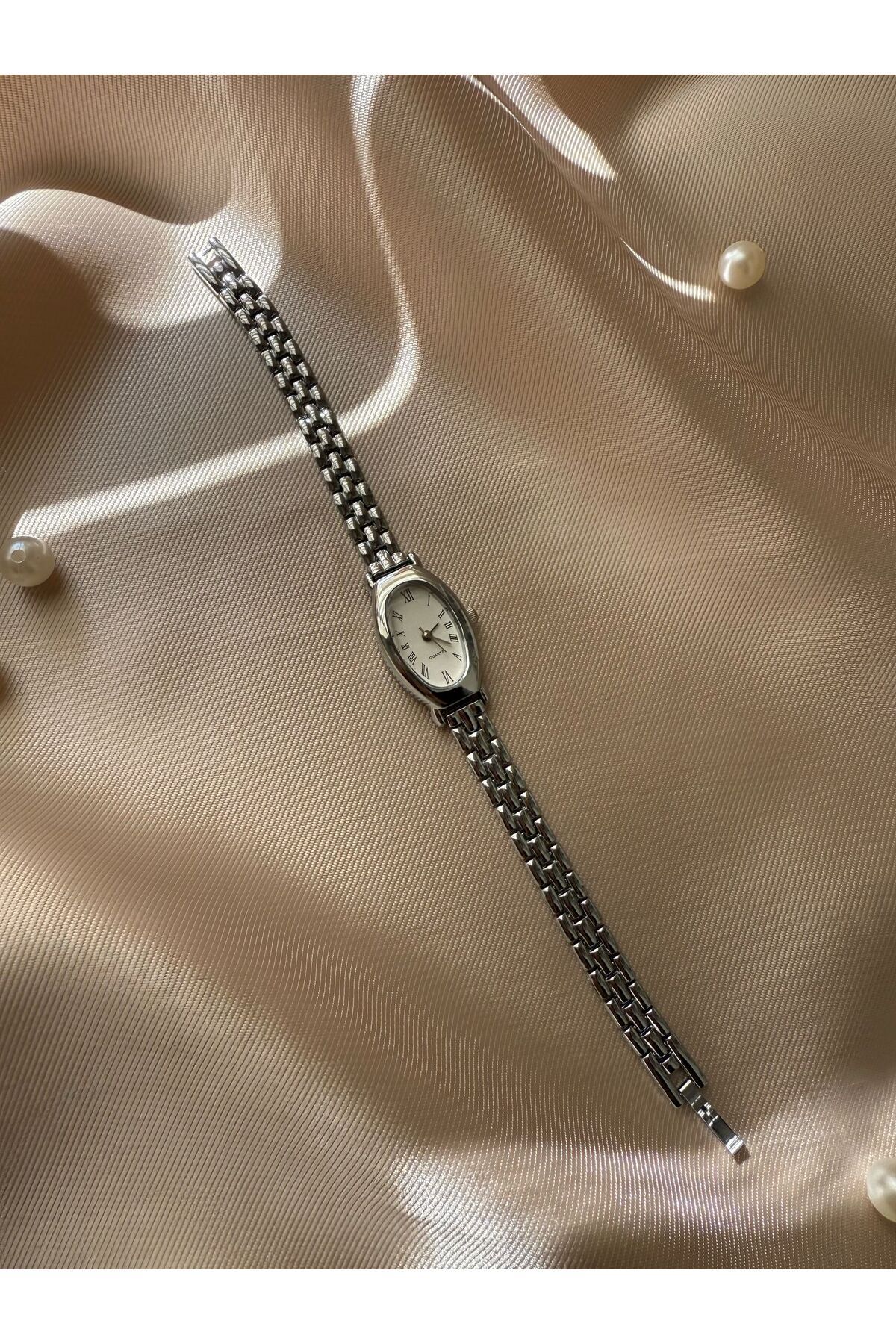 rubsey Retro Minimal Hasır Kordon Vintage Kadın Kol Saati - Görsel 3