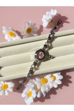 Harlofia Jewelry Kalp Charmlı Pembe Kol Saati