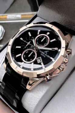 Daniel Klein Royal Erkek Kol Saati 3 Atm Su Geçirmez Siyah Renk Çelik Kordon Doğaltaş Bileklik Dke2005c4