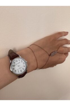 GOLDON Retro Kadın Kol Saati Gümüş Vintage Stil Deri Kayışlı