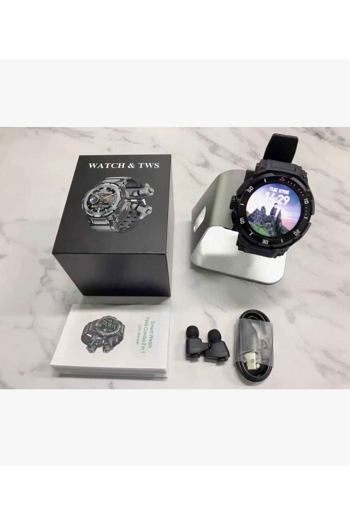 Holatec Süper Amoled Kulaklıklı Watch Huge Dağcı,askeri,denizci,izci,sportmen Kaya Sağlamlığı - Görsel 5